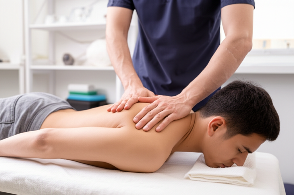 Tratamento de fisioterapia para dor no pescoço